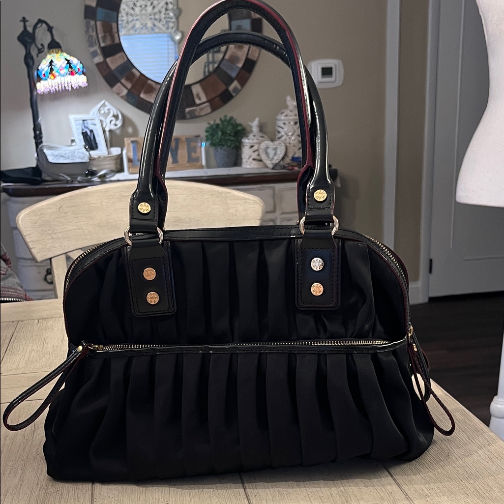 Mz Wallace Black Bedford Bea Pleated Satchel Bag (Like New)